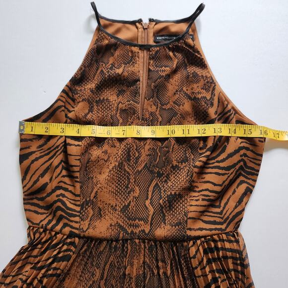 WHBM Animal Print Full Skirt Pleated Halter Maxi Dress Size 2 - Picture 9 of 10